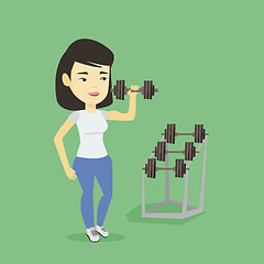 Image showing Woman lifting dumbbell vector illustration.