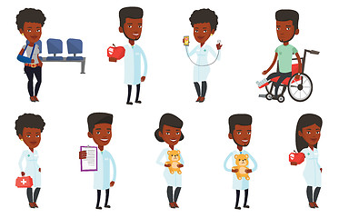 Image showing Vector set of doctor characters and patients.