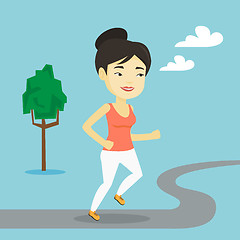 Image showing Asian woman running vector illustration.