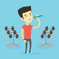 Image showing Sportive man drinking water vector illustration.