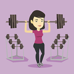 Image showing Woman lifting barbell vector illustration.