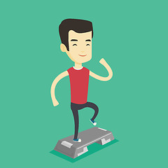 Image showing Man exercising on stepper vector illustration.