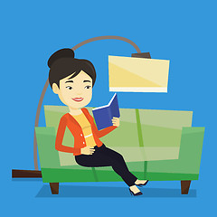 Image showing Woman reading book on sofa vector illustration.