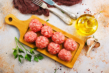 Image showing raw meatballs