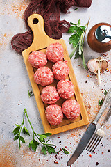 Image showing raw meatballs