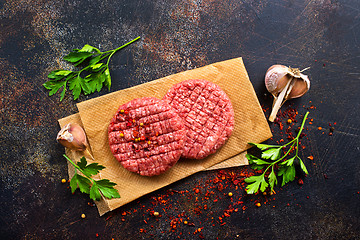 Image showing raw cutlets for burger