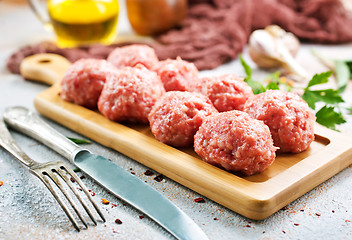 Image showing raw meatballs