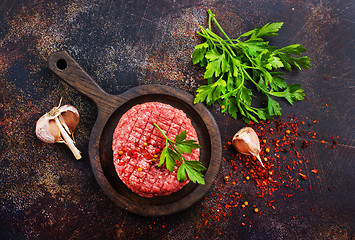 Image showing raw cutlets for burger