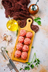 Image showing raw meatballs