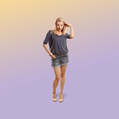 Image showing Woman isolated on trendy gradient background