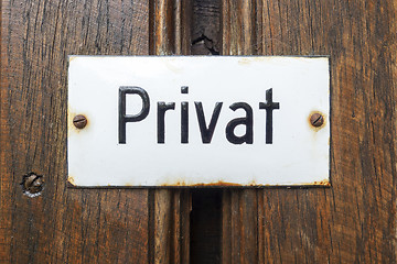 Image showing private sign in german language