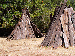 Image showing miwok redwood bark huts exhibit point reyes national park