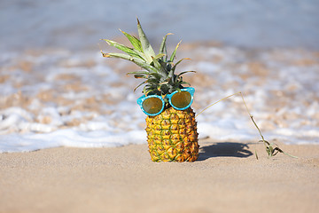 Image showing Hilarious Pineapple With Personality in the Ocean in Maui