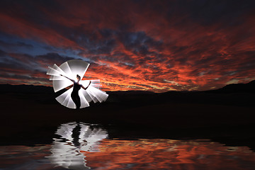 Image showing Creative Light Painting With Color Tube Lighting With Landscapes