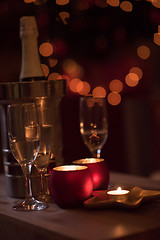 Image showing champagne on a wooden table