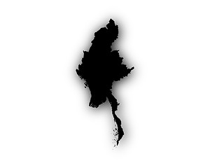 Image showing Map of Myanmar with shadow