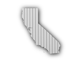 Image showing Map of California on corrugated iron