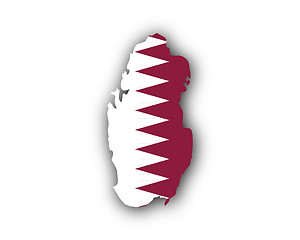 Image showing Map and flag of Qatar