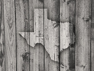 Image showing Map of Texas on weathered wood