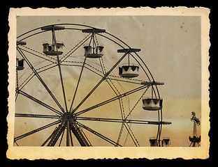 Image showing vintage photo of ferris wheel in amusement park