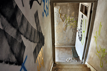 Image showing staircase arrow in abandoned house