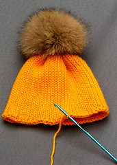 Image showing Orange handmade hat