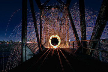 Image showing Unique Creative Light Painting With Fire and Tube Lighting