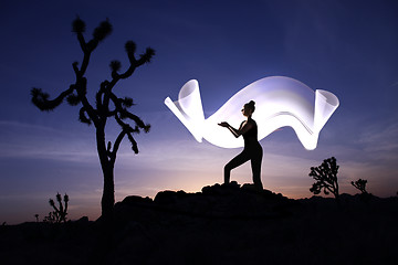 Image showing Creative Light Painting With Color Tube Lighting With Landscapes