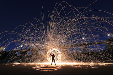 Image showing Unique Creative Light Painting With Fire and Tube Lighting