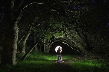 Image showing Creative Light Painting With Color Tube Lighting With Landscapes