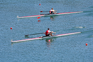 Image showing Rowers in a rowing boat on the race