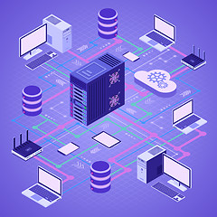 Image showing Data Network Cloud Computing Technology Isometric