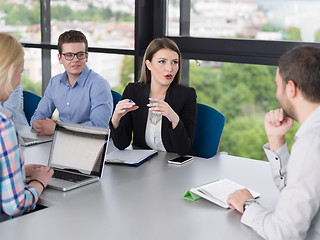 Image showing Business Team At A Meeting at modern office building