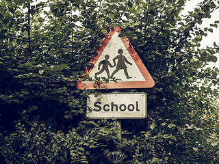 Image showing Vintage looking School children sign