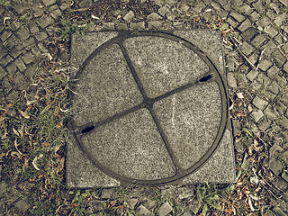 Image showing Vintage looking Manhole detail