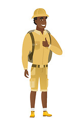 Image showing Traveler giving thumb up vector illustration.