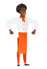 Image showing Young african-american angry chef cook screaming.