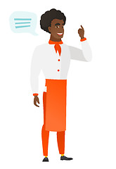 Image showing African-american chef cook with speech bubble.