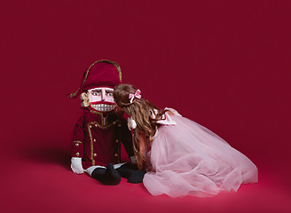 Image showing The beauty ballerina who holding a nutcracker