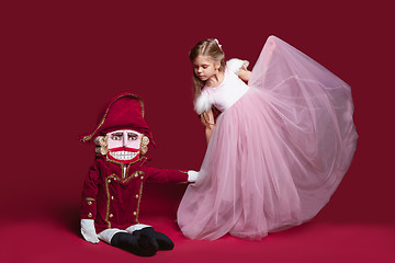 Image showing The beauty ballerina who holding a nutcracker