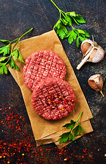 Image showing raw cutlets for burger