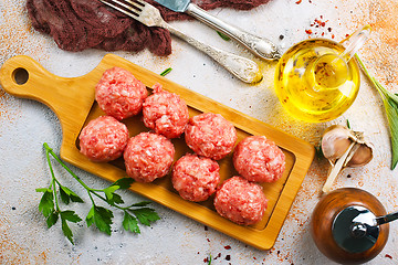 Image showing raw meatballs