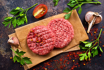 Image showing raw cutlets for burger