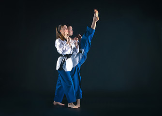 Image showing The karate girl with black belt