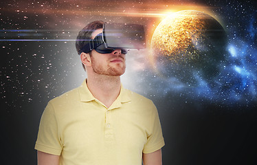 Image showing man in virtual reality headset or 3d glasses