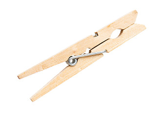 Image showing Wooden clothespin on white 