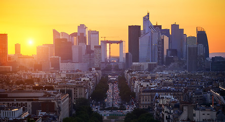 Image showing La Defense at sunset