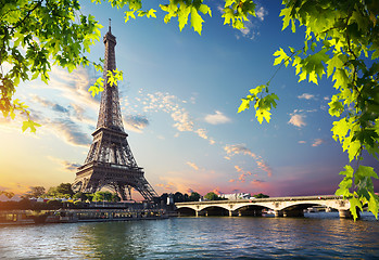 Image showing Eiffel Tower and bridge