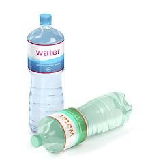 Image showing Mineral and sparkling water bottles