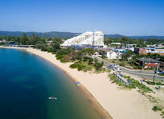 Image showing High views looking down onto Ettalong Beach